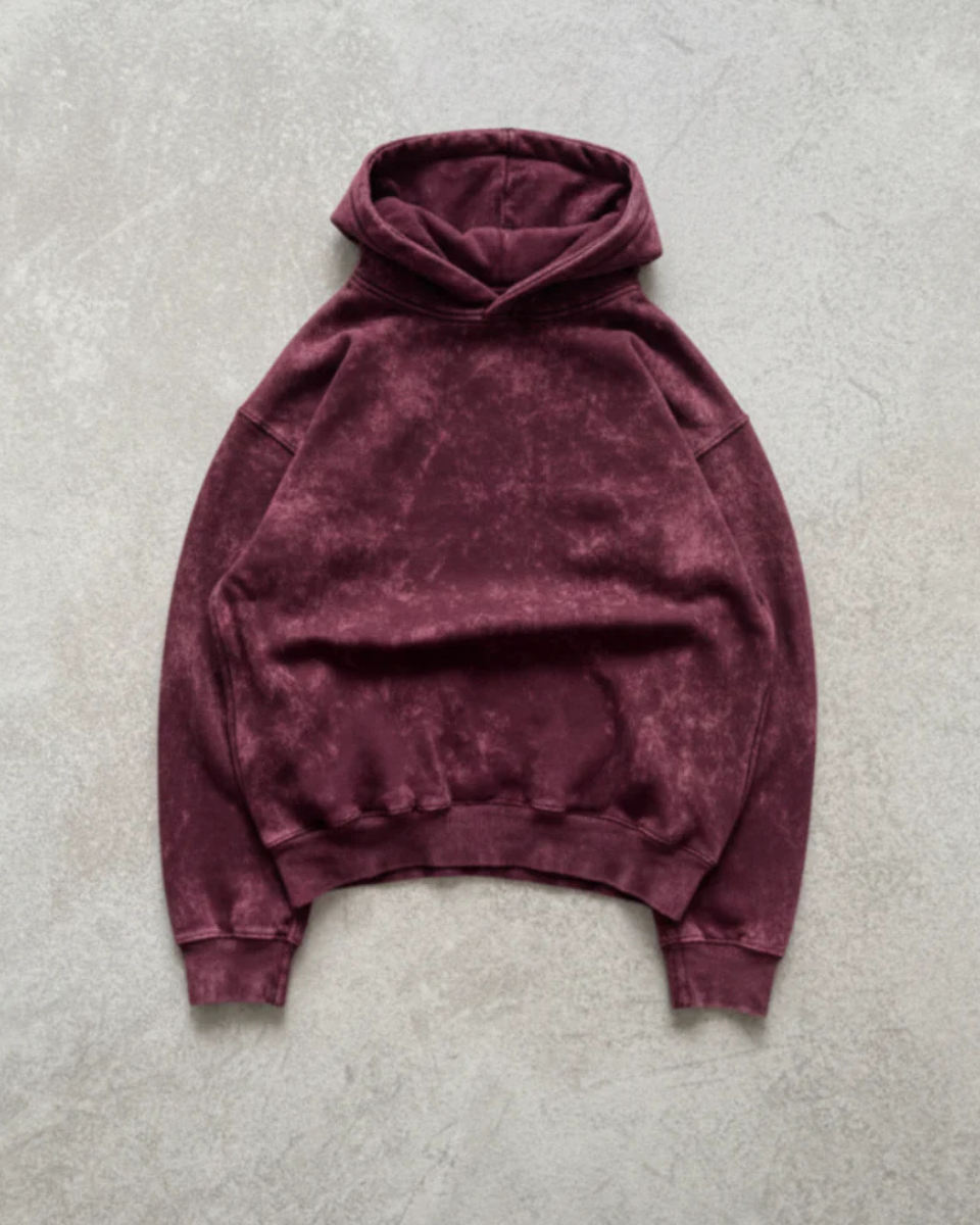 Crimson Rush Acid Washed Hoodie