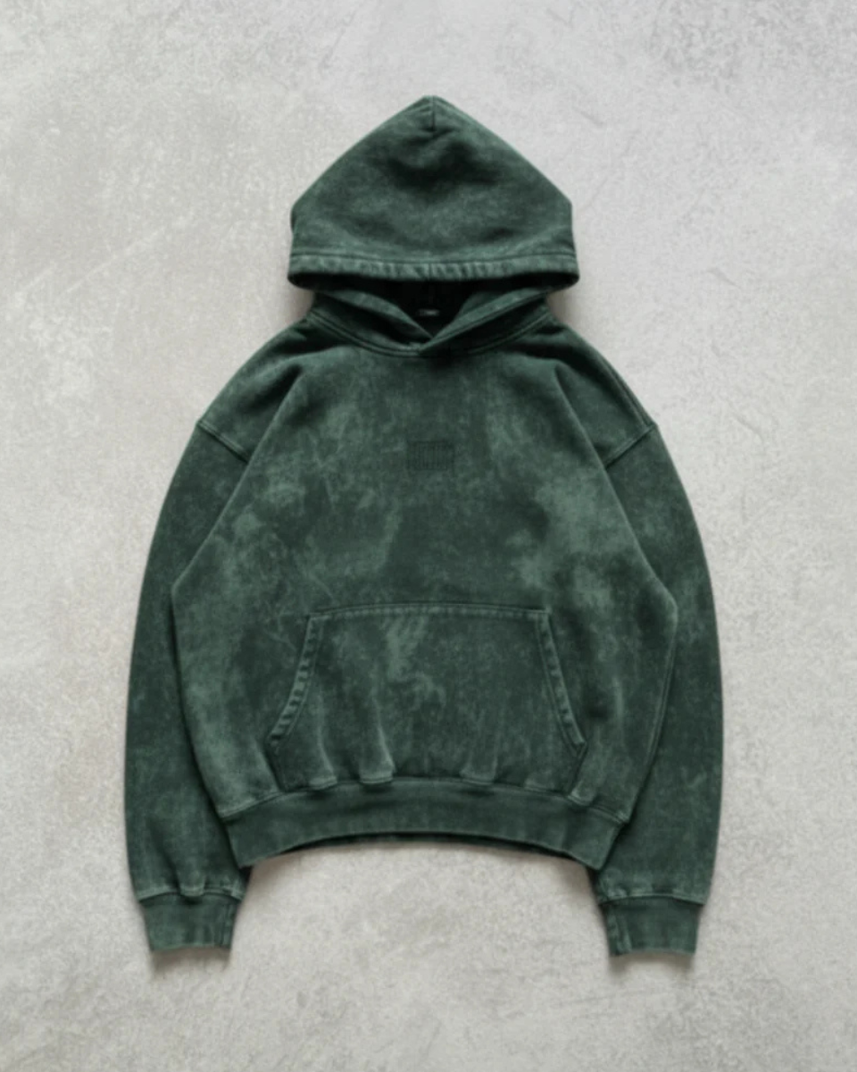 Heritage Green Acid Washed Hoodie