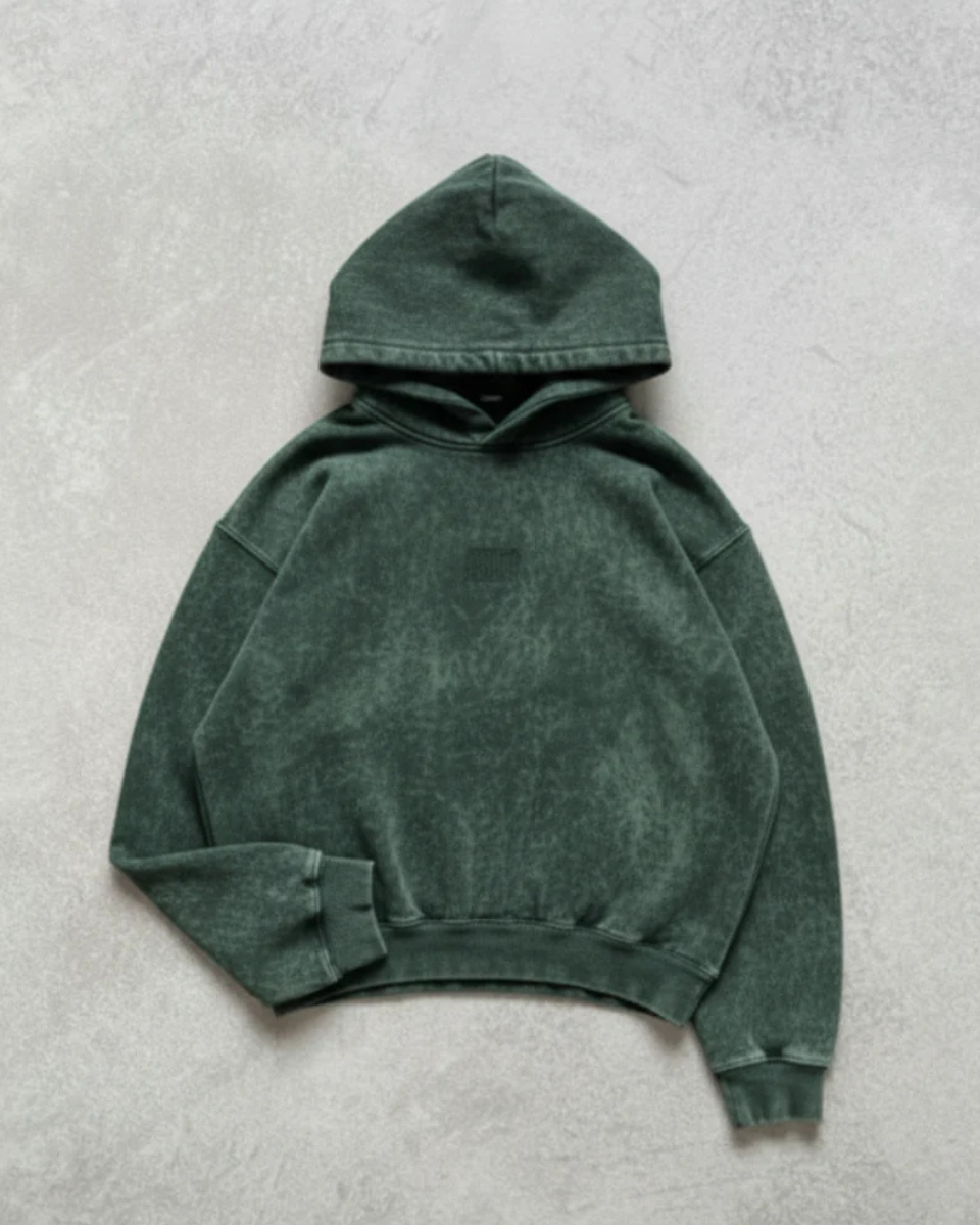 Heritage Green Acid Washed Hoodie