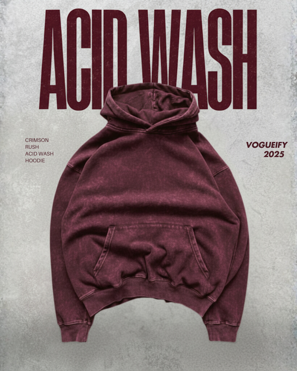 Crimson Rush Acid Washed Hoodie